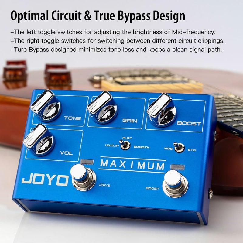JOYO Overdrive Pedals R Series Dual Channel Pedal Clean and Wild Overdrive Effect for Electric Guitar (Maximum R-05) - Image 3
